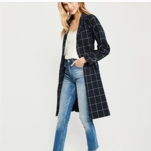 Joie Black and White Grid Trench Coat - Picture 5 of 16